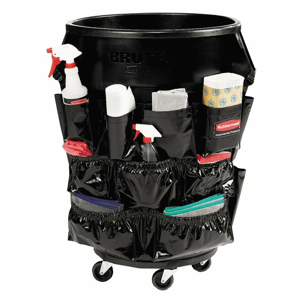 Rubbermaid Commercial Brute Caddy Bag, 12 Compartments, Black, 6PK 1867533